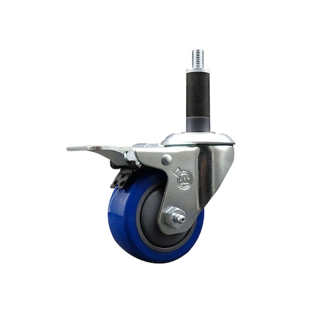 Service Caster 3'' SS Blue Poly Swivel 1'' Expanding Stem Caster Total Lock Brake SCC-SSEXTTL20S314-PPUB-BLUE-1